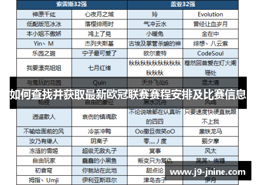 如何查找并获取最新欧冠联赛赛程安排及比赛信息